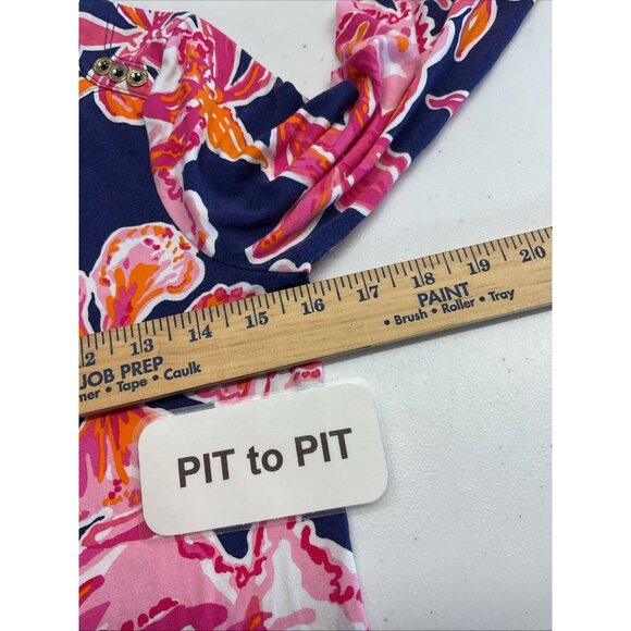 Lilly Pulitzer Sophie Dress Navy Bright Pink Floral UPF 50 Beach Casual‎ - Picture 8 of 10